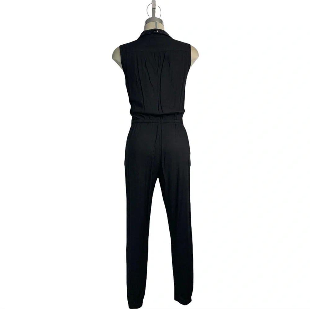 Elegant Jumpsuit Black Embellished  Sequin Pocket Size S - Picture 5 of 9